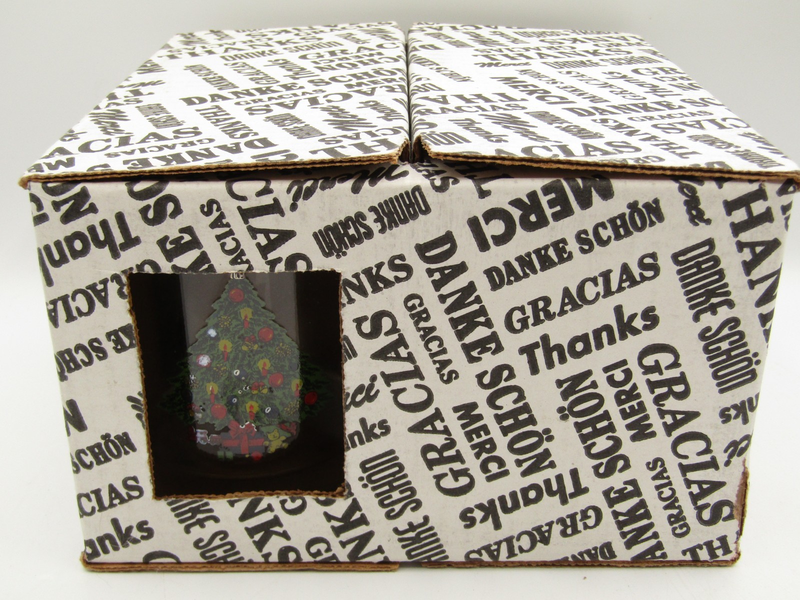 Vintage 4-Piece Double Old Fashion Glasses Christmas Tree Motif.