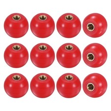 12Pcs Threaded Ball Knobs, M4 16mm Dia. Thermoset Phenolic Brass Handle Red 