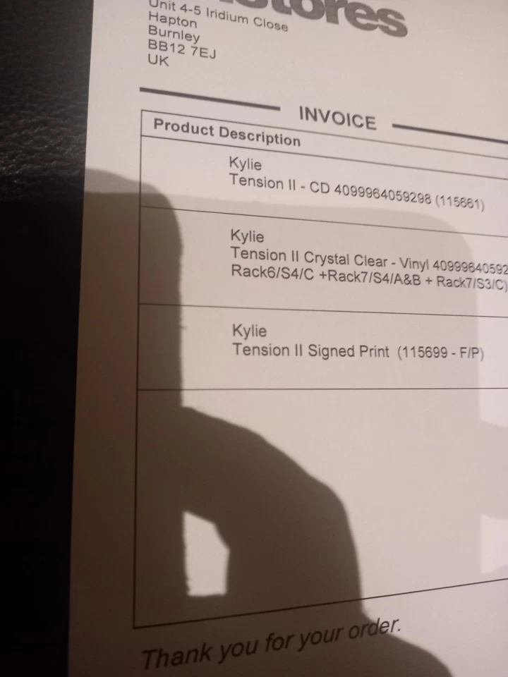 Kylie Minogue - Tension 2 - Clear Vinyl LP + CD + 12" X 12" Signed Print - MINT - Image 3 of 3