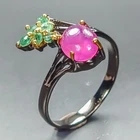 Gemstone Ruby Ring 925 Sterling Silver Size 6.75 /R465326