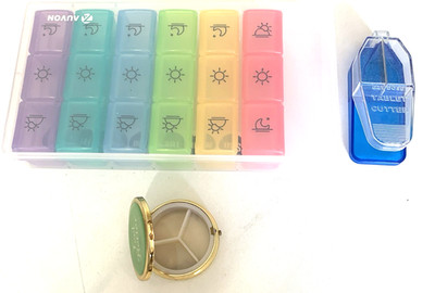 Lot of 3 Pill Containers 6 Daily Containers, 1 Pocket Pill Box, 1 Pill Cutter