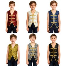 Kids Boys Vest Parties Waistcoat Victorian Tailcoat Vintage Festival Masquerade