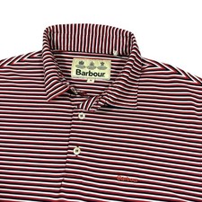 Barbour Men's Size Medium Golf Performance Polo Shirt Blue Red Stretch