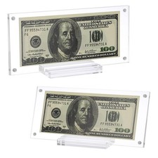 Hipiwe Acrylic Dollar Bill Frame Holder, 2 Pack Currency Display Case...