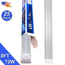25 Pack 8Ft 72W Led Shop Lights 6500K T8 Linkable 9000Lm Garage Ceiling Fixtures