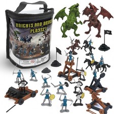 Figures Playset Medieval Knights and Dragons 42 Plastic Fantasy Soldier