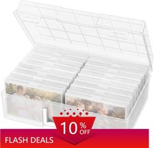 NEW.4x6-inch photo storage box, containing 16 individual photo sleeves with lids