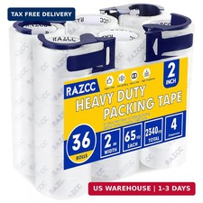 Clear Packing Tape, 36 Rolls Heavy Duty Packaging Tape with Dispensers for Packi