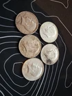 5 Kennedy Half Dollars 90% Silver $2.50 Face Value All 1964