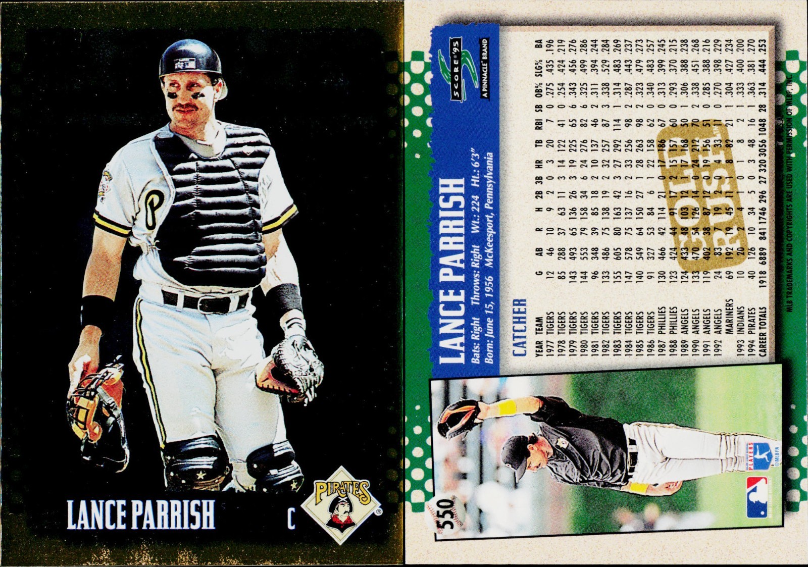 1995 Score Gold Rush Baseball Card #550 Lance Parrish