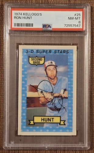 1974 Kellogg's #25 Ron Hunt Montreal Expos Vintage Original Baseball Card PSA 8