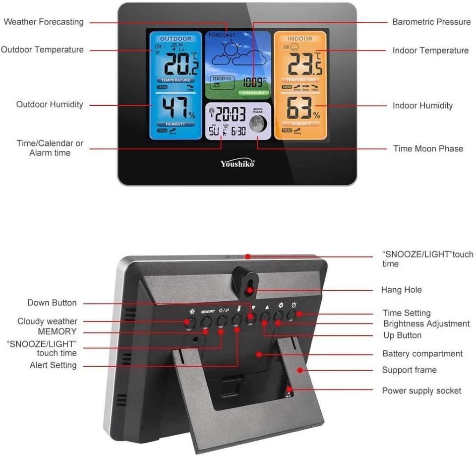 Weather Station   ( UK Version )  indoor  / outdoor  Temperature  Humidity - Image 3 of 4