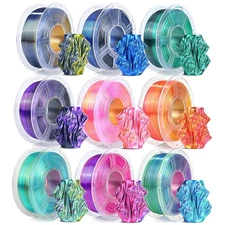 JAYO SILK PLA+ 3D Printer Filament 1.75mm Dual-Color Triple-Color Rainbow 1.1KG