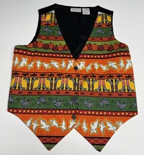 Basic Editions Vintage Halloween Vest Ghost Cat Witch Pumpkin Medium 23in X 20in
