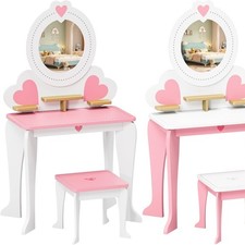Schminktisch aus HOLZ für Mädchen mit Zubehör Frisiertisch mit Hocker Make Up EU