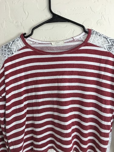 Soprano Crochet Stripe Top Girls Kids Red & White L 14 New TOP 3817 - Picture 2 of 6