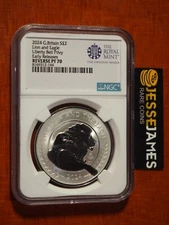 2024 £2 REVERSE PROOF SILVER LION AND EAGLE LIBERTY BELL PRIVY NGC PF70 ER