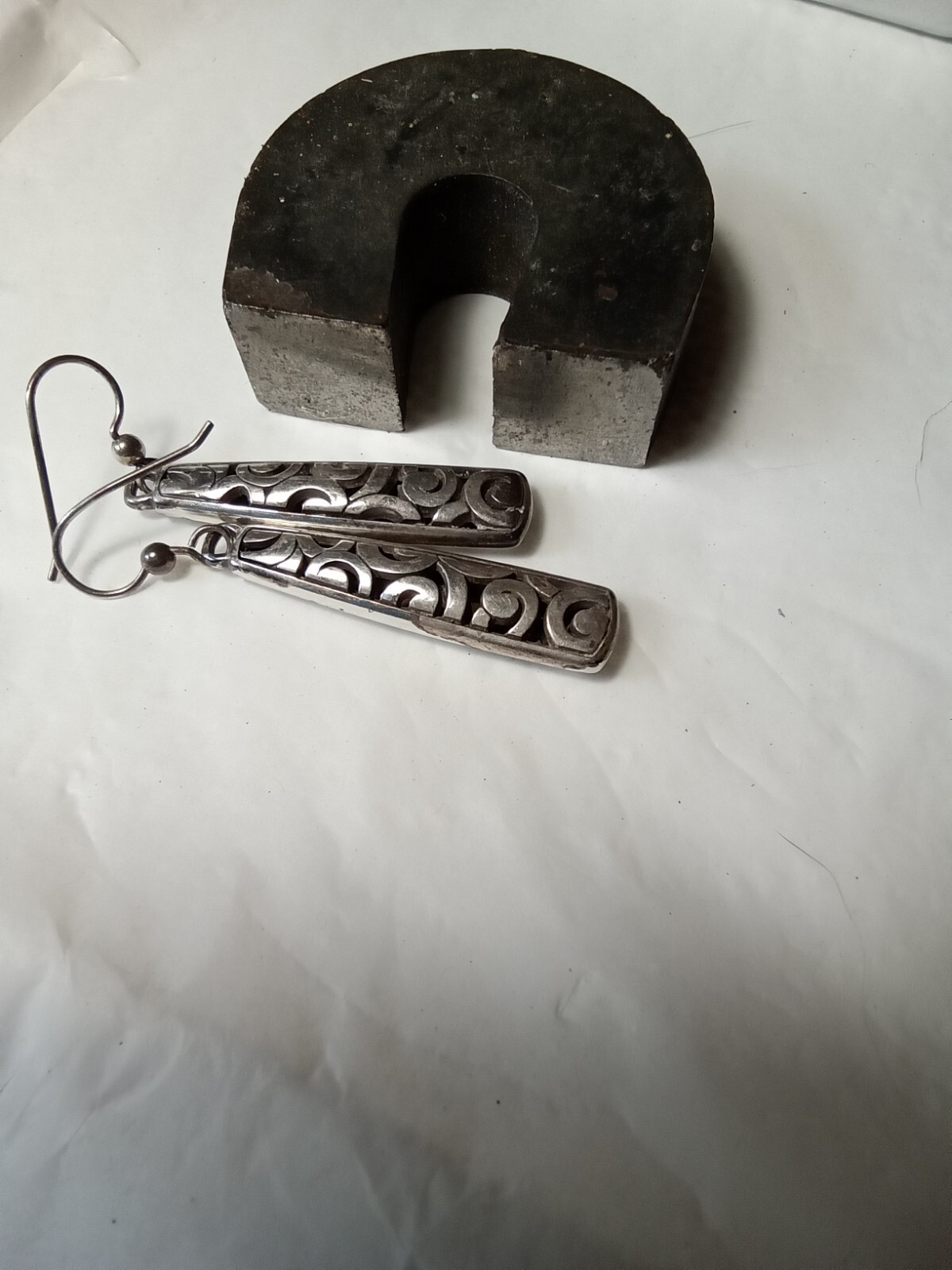 Vintage Sterling Silver 'Shadow Cutwork' Dangle E… - image 6