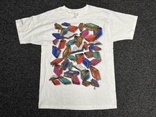 Vintage Library of Congress T-Shirt Large All Over Print Books Washington DC