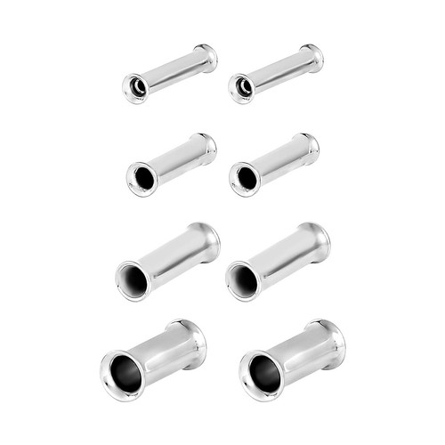 Paire de boucles d'oreilles en acier chirurgical PVD argent double évasement boucles d'oreilles jauges bouchons - Photo 3/108