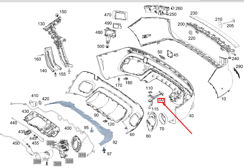 Support de pare-chocs arrière droit d'origine Mercedes-Benz GLB X247 A2478858601