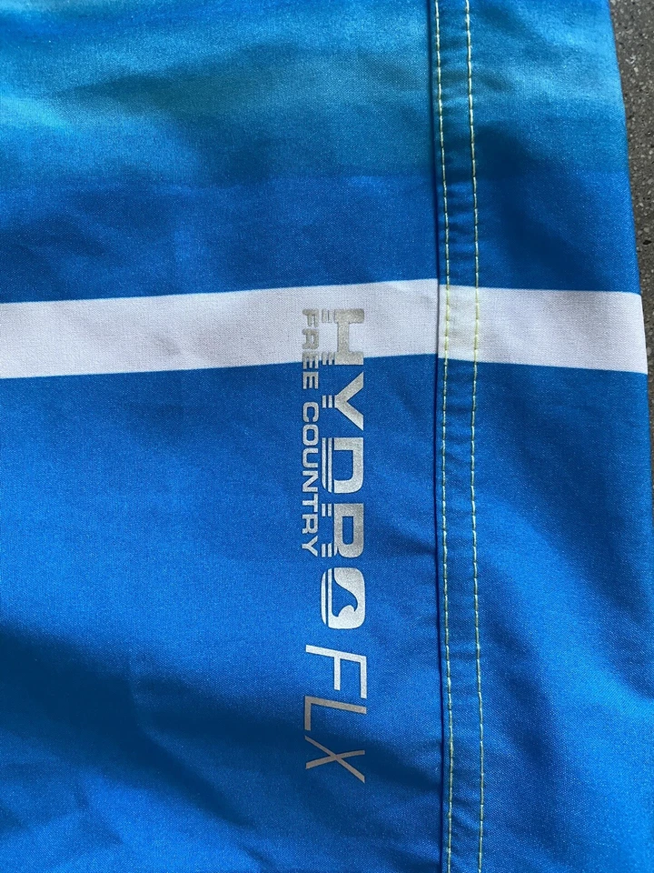 Free Country 水力柔性泳裤蓝色和绿色条纹男孩尺寸 L 14/16 — 第 2/4 张图片