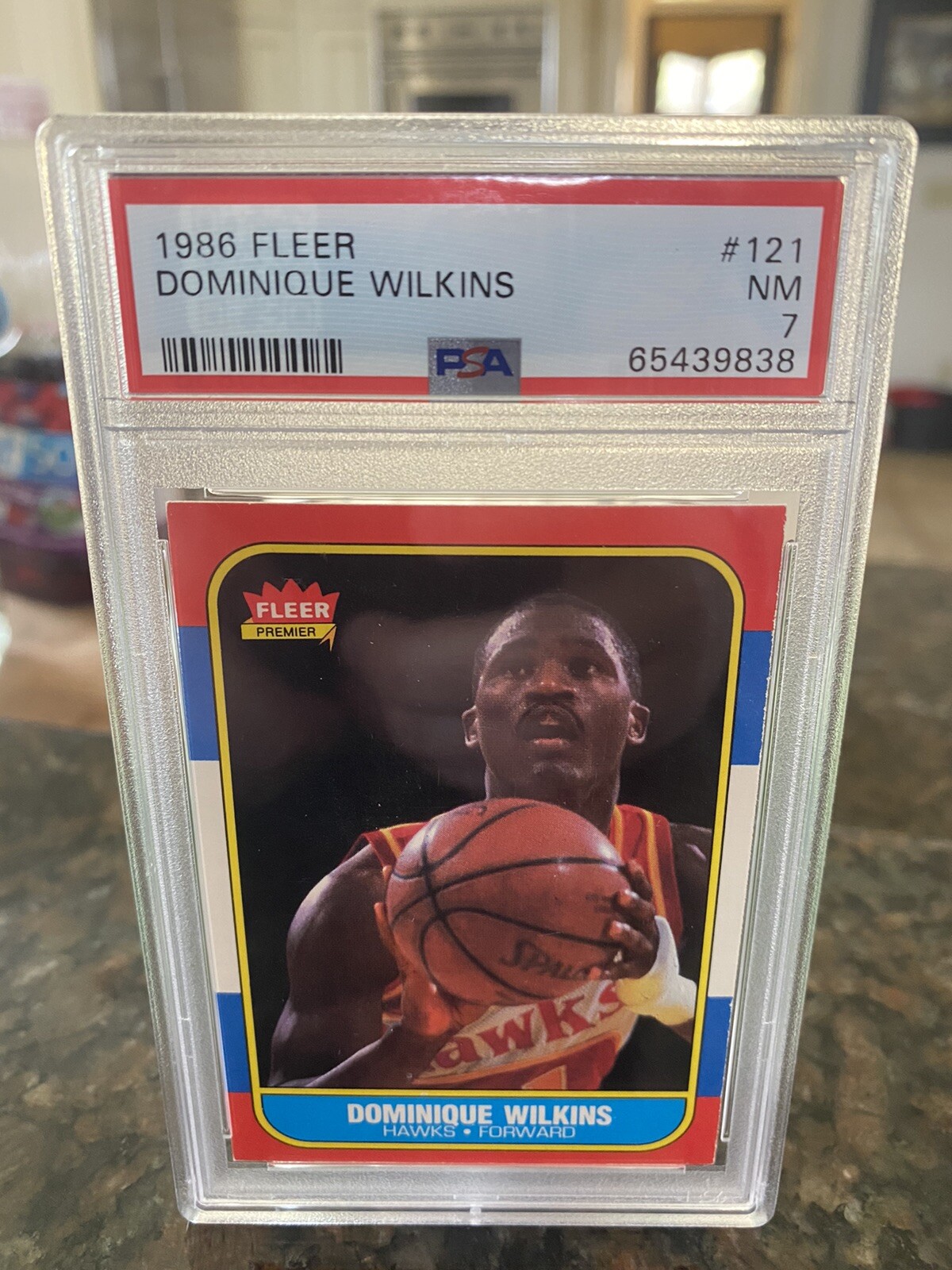1986 fleer basketball psa 7 #121 Dominique Wilkins rookie card