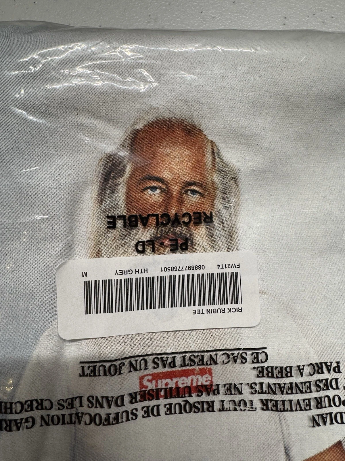 T shirt Supreme Rick Rubin neuf   Gris bruyère   T shirt FW21 taille Medium