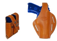 NEW Tan Leather Pancake Holster Dbl Mag Pouch Browning Colt Full Size 9mm 40