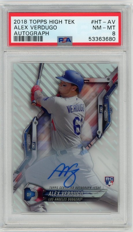 2018 Topps High Tek Alex Verdugo RC Auto PSA 8 Rookie Autograph Pattern 1 Waves