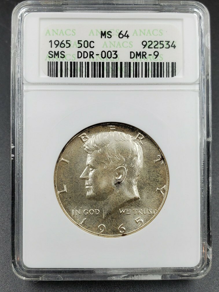 1965 SMS KENNEDY HALF DOLLAR 50c ANACS MS64 DDR-03 DMR-9 Wiles