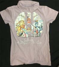 Queen Rare Sample Print Day at Races 2005 Lavender Polo Shirt Freddie Mercury SM