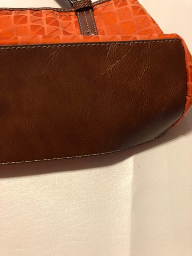 Nine & Co Tangerine Orange Canvas Medium Handbag Purse - Picture 11 of 12