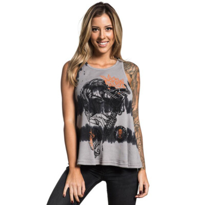 Sullen Angels Clothing Damen Tank Top - Ink Machine Tattoo Batik Gestreift