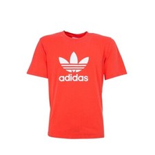 NWT Adidas Men's medium stacked Trefoil logo tee shirt bright red looks orange