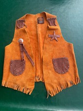 Vintage Boys Real Leather Cowboy Vest John Craighead Colorado Size L Used