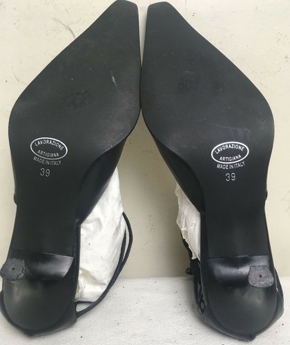 X-IT LAVORAZIONE ARTIGIANA MADEN ITALYLEATHERBLACKWOMEN'SSHOES HEELS SZ39- 8.5US - Picture 11 of 12