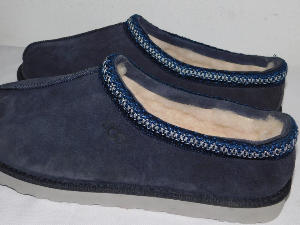 全新无标签 男式 尺码 18 真正海军 UGG TASMAN 经典麂皮绒 SHEEPSKIN 滑鞋 5950 — 第 3/4 张图片