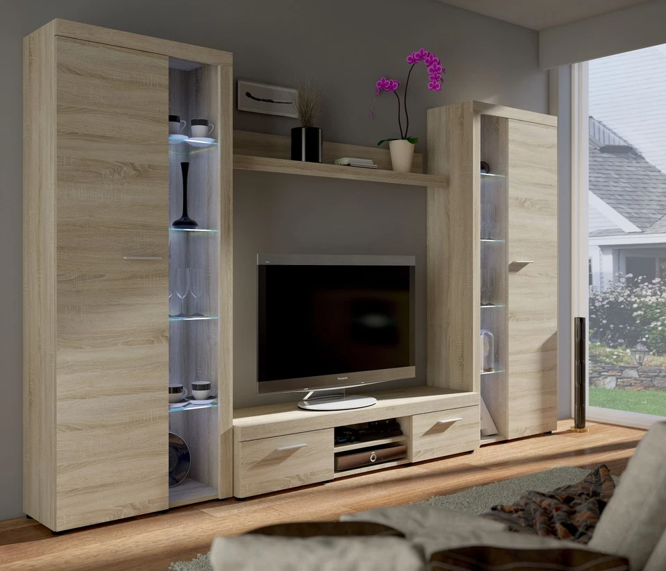 TOP Wohnwand Rumba XL Anbauwand Wohnkombi Wohnzimmer Sonoma Eiche matt - Bild 4 von 4