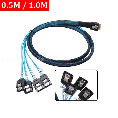 4 SATA 7pin Target Hard Disk Fanout Raid to Slim SAS 4.0 SFF-8654 4i Host Cable