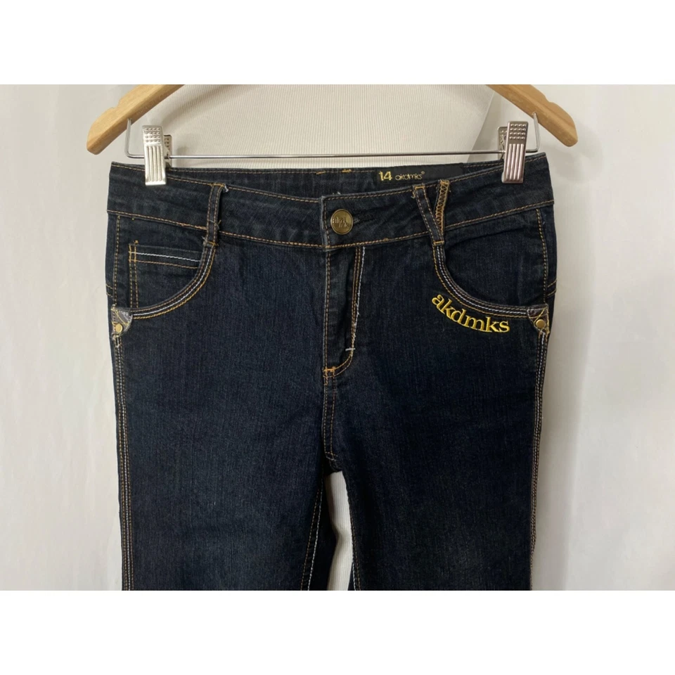 Jean’s Akademiks negro denim pierna recta tiro medio 14 X 32 para niña Foto 3 de 4