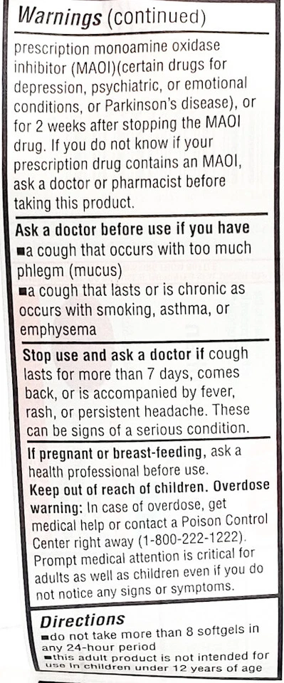 Robafen подавитель кашля - 15 мг - 60 гелевых капсул (3 упаковки) - срок годности 05-2026 - Изображение 3 из 4