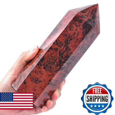 Mahogany Obsidian Stone Tower Obelisk Healing Crystal Wand Large Reiki Meditatio