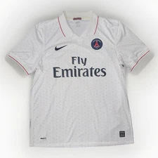 Nike Men's White 2009-10 Paris Saint-Germain Away Shirt Size L Soccer Jersey PSG