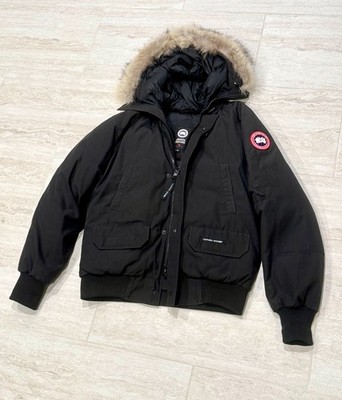 Canada Goose Mens Chilliwack Bomber Down Jacket Coat Size Small Black Fur Hood