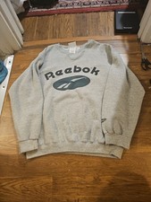 Vintage 90's Y2K Reebok Gray Pullover Spell Out Sweatshirt Men's Large