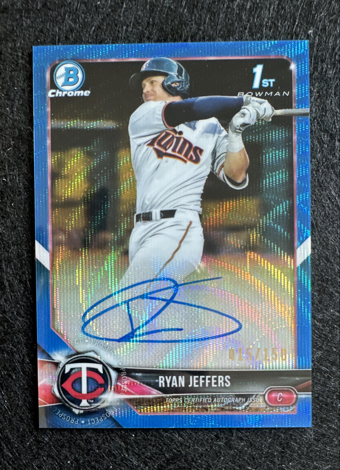2018 Bowman Draft - Chrome Auto Ryan Jeffers Blue Wave Refractor /150 (AU, RC)