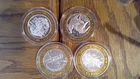Lot of 4 Casino $10 Silver Strikes .600 per ounce of .999 each 2.40 ASW (100)