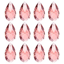 K9 Crystal Pendants Teardrop Beads, 12 Pack 28mm Chandelier, Pink