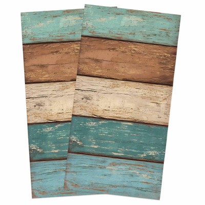 Rustic Teal Green Brown Kitchen Towels,Retro Turquoise Farmhouse Absorbent Mi...